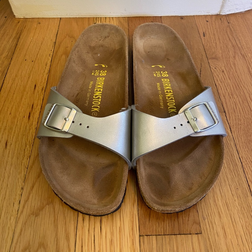 Birkenstock sandals in silver size 38 (narrow)